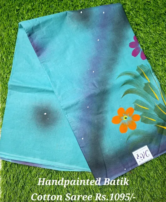 Hand Painted Batik Cotton Saree